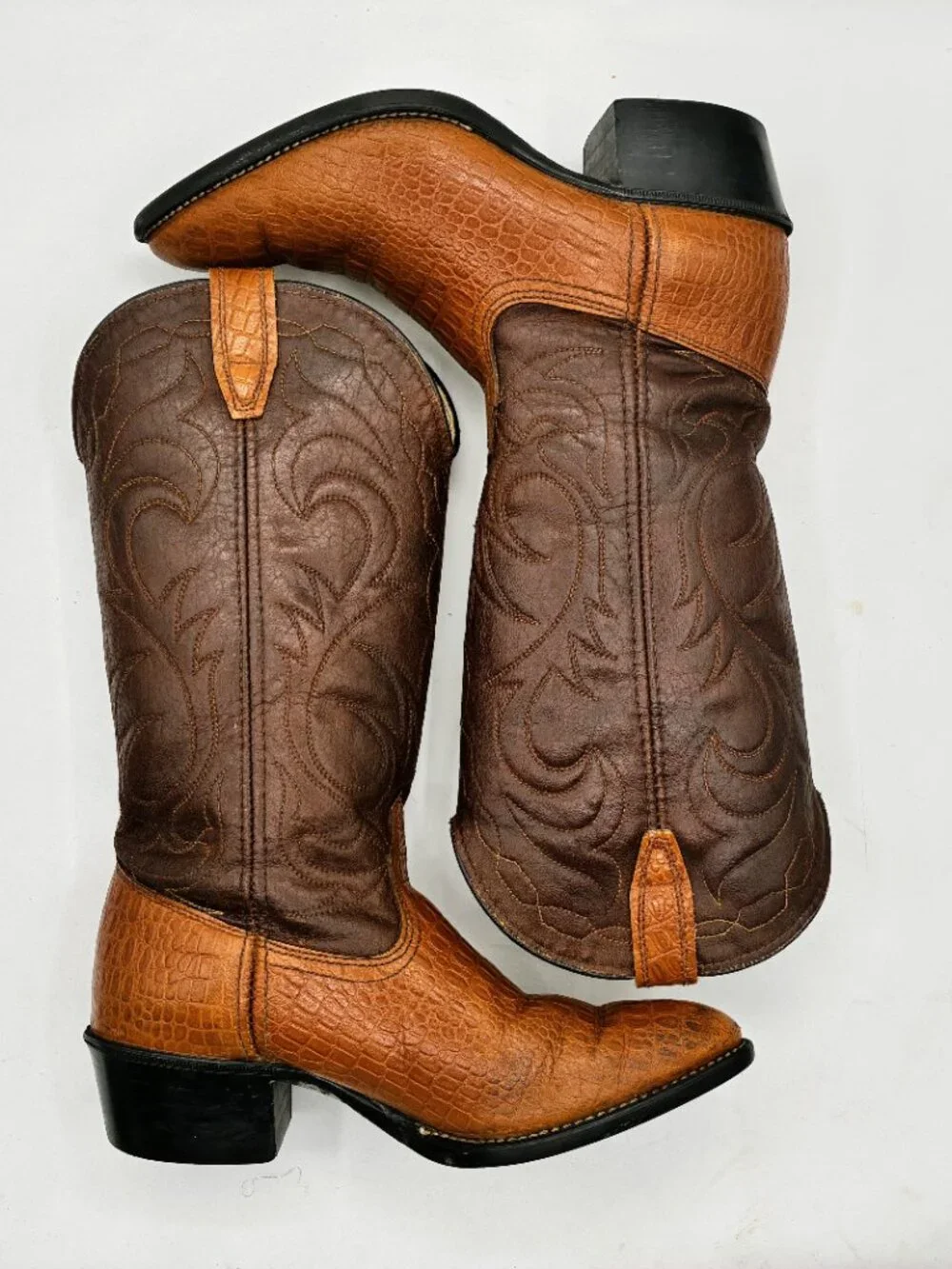 Vintage ACME 2334 Western Cowboy Boots Brown Leather Balance Youth Sz 3.5 D, VGC